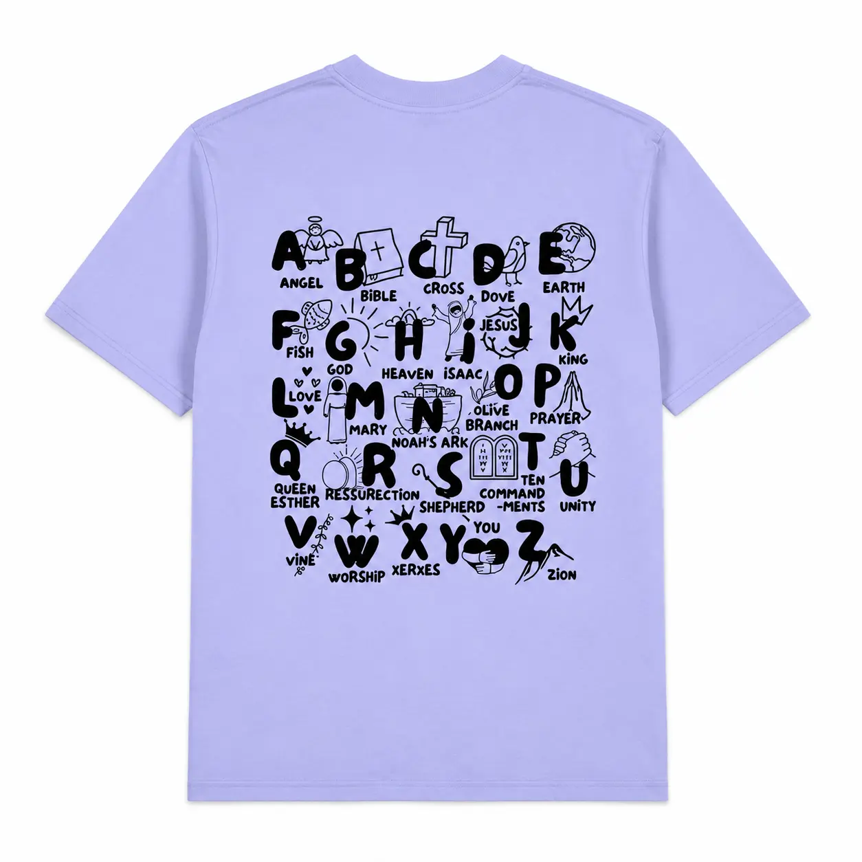 Youth Christian Tshirt Unisex Bible Alphabet KIngdom Kids Short Sleeve T-shirt