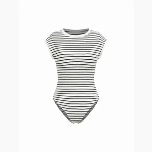 Cider Striped Geometric Graphic Short Sleeve Bodysuit