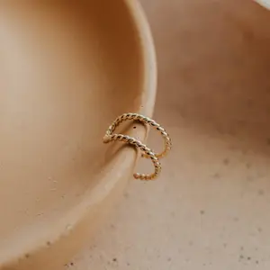 Hello Adorn Twisted Double Up Ear Cuff - Any Occassion Jewelry - Women's Fashion Accessory - No Piercing Double Earring