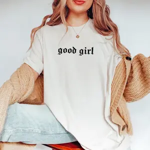 Graphic T-shirt for Women, Gothic “Good Girl” Print, Bookish Aesthetic, Casual Streetwear Trend