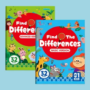 1/2 book Hidden Differences Activity Book, Preschool Learning Book, including 32 interactive observation games and memory practice books, Attention and concentration training, Find differences