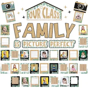 Classroom Bulletin Board Decor, Motivational Decor Our Class is a Family Picture Frame Bulletin Board Set School Supplies Inspirational Cutout for Teachers Chalkboard School Home Door Decor for Classroom, Back to School Classroom Supplies