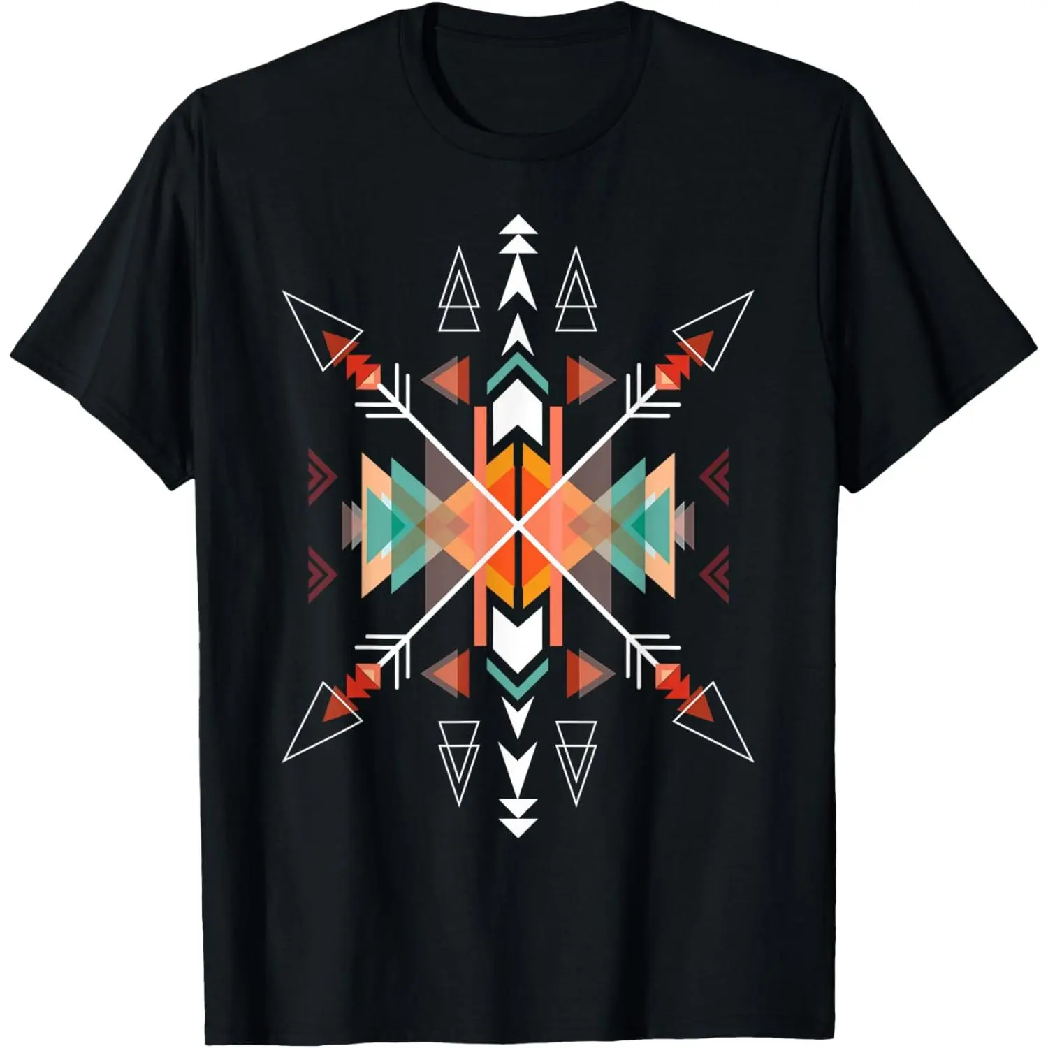 Women's Boho Graphic T-Shirt, 100% Cotton Aztec Dreamcatcher Top, Casual Distressed Streetwear Tee