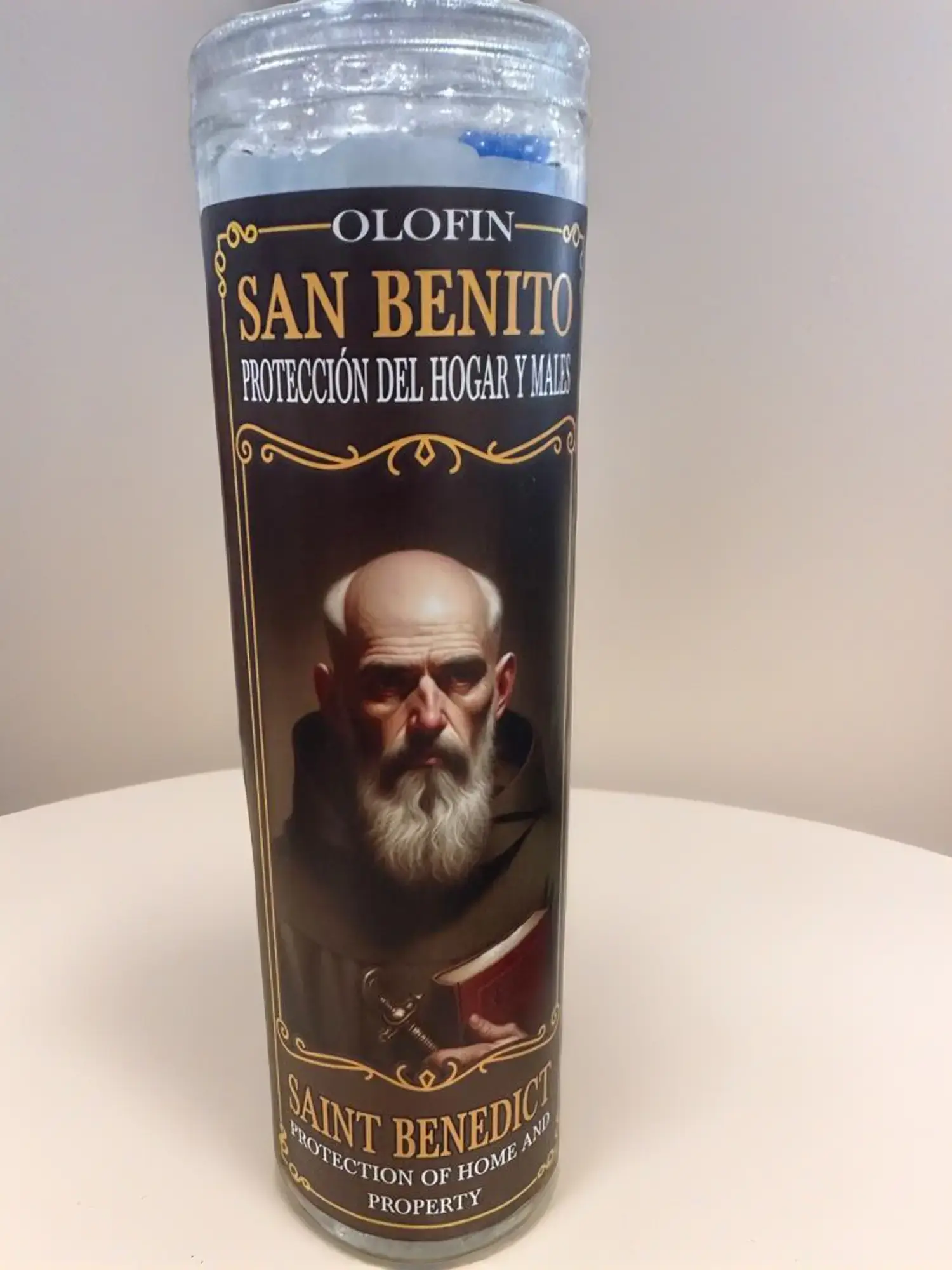 SAN BENITO VELADORA PREPARADA BLANCA, San Benito Prepared White Candle, Healthcare Essential for Aromatherapy & Alternative Medication Use