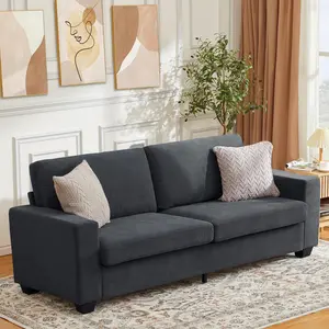 Garvee 84" Corduroy Loveseat Sofa for Living Room, Modern Upholstered Sofa with Wide Armrests, Modern Plush Deep Seat Sofa Couch, Oversized Comfy 3-Seater Sofa for Living Room, Apartment, Grey