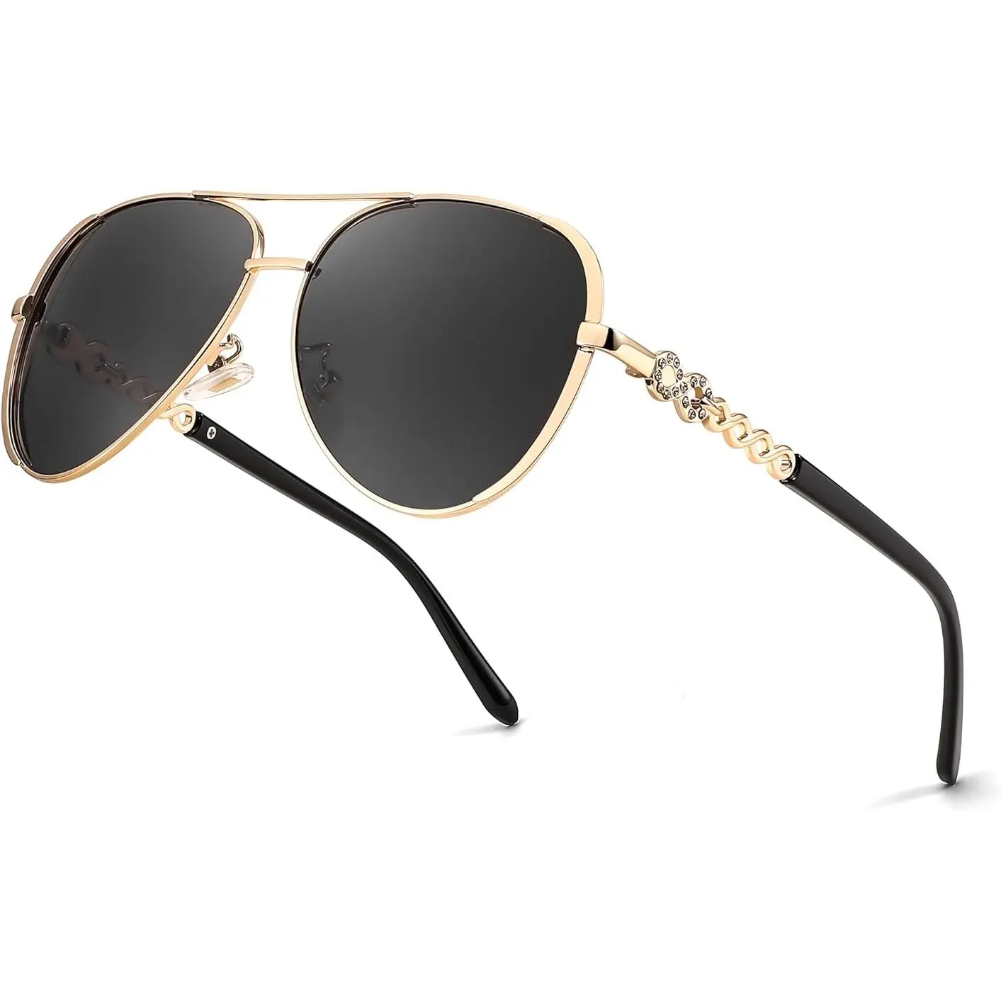 FEISEDY Polarized Women's Sunglasses - 70s Vintage Outdoor-Ready Retro Style, Statement Frame Glasses, Metal Frame Resists Scuffs, Crystal Chain Link Trendy Shades B4147