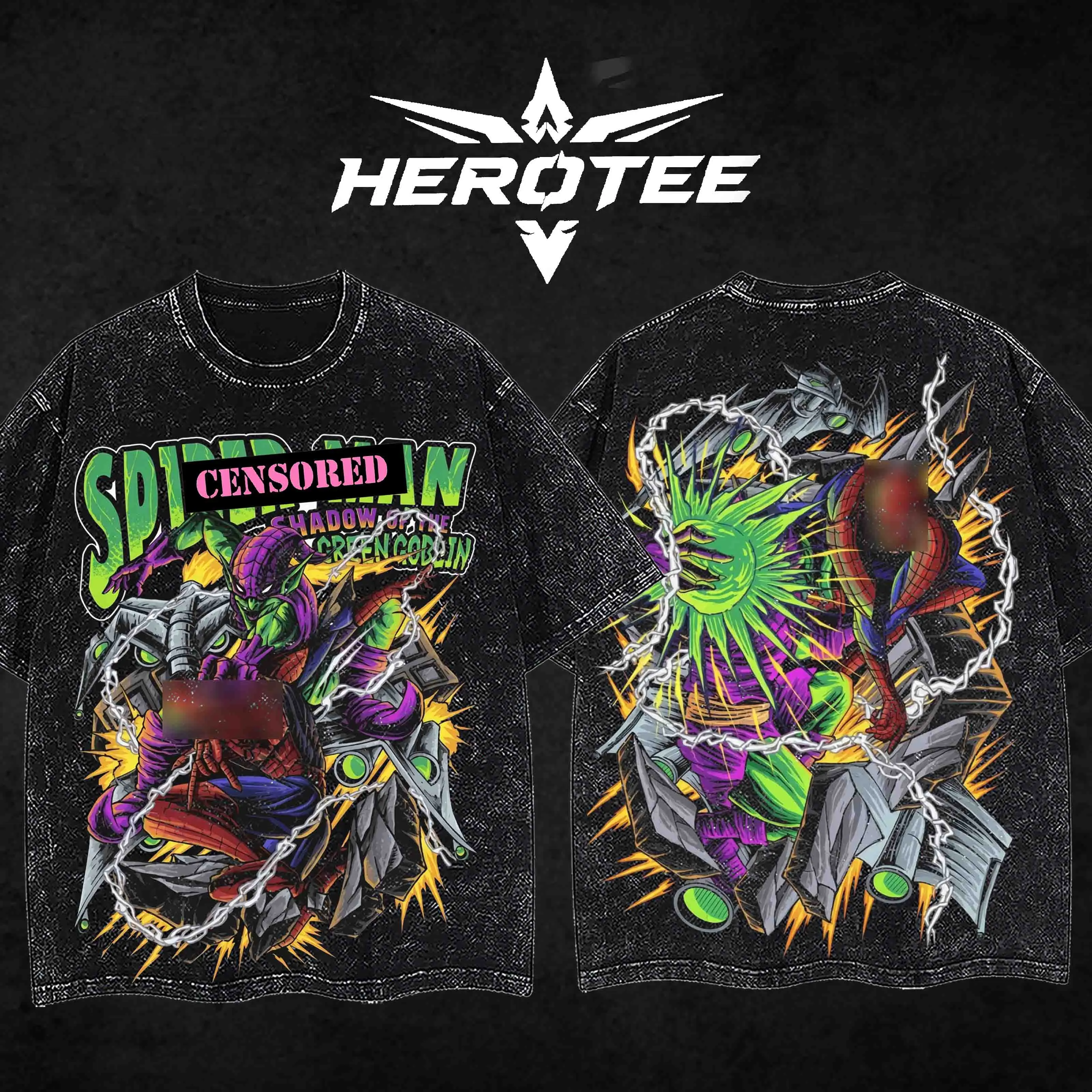 Men's Comic Graphic Short Sleeve T-Shirt, Classic Oversize Tee in Soft Acid Washed Cotton with Supervillain Print