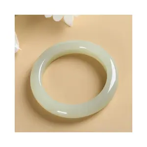 Hetian Jade Niche Ice Type Bracelet High-end Vintage Green and White Jade Ice Transparent Moldavite Spiritual Growth Pendant Rainbow Crystal Jewelry Accessory Set Real Jade Stone jade bangles