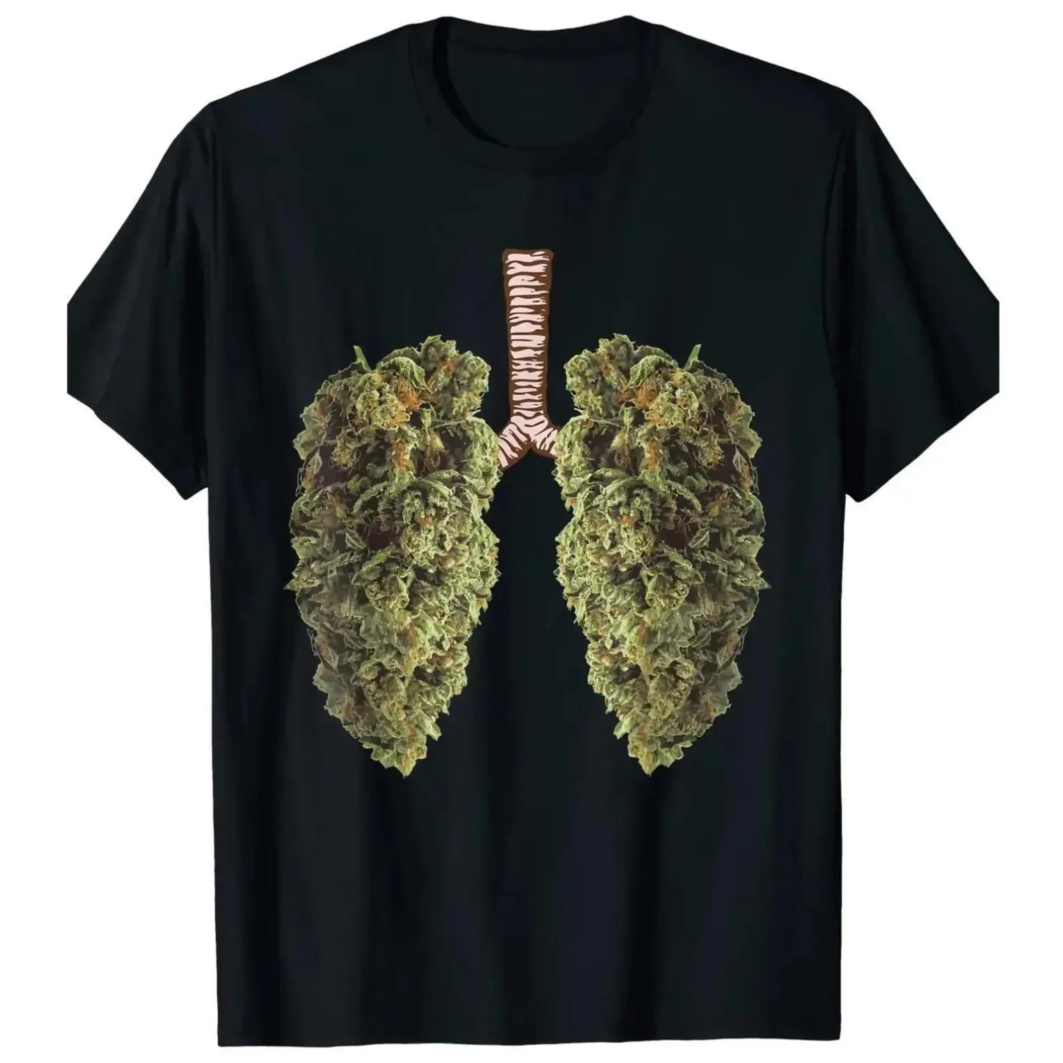 Men's Cotton Graphic T-Shirt, Fun Weed Lung Print Crew Neck Casual Short Sleeve Streetwear Tee