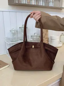 Women's Solid Color Tote Bag, Fashionable Large Capacity Shoulder Bag for Work & Daily Used, Casual Trendy Versatile High-quality Daily Commuting Bag