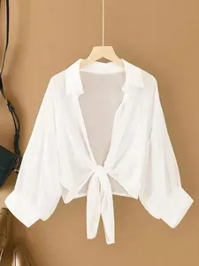 Women's New Batwing Sleeve Short Casual Solid Color Fitted Shirt Blouses, Stylish and Comfortable, Perfect for Daily Wear, Trendy Fashion Piece