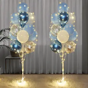 Balloons Stand Kit for Floor with String Light 2 Set Blue Centerpieces Balloon Holder Decoration for Wedding Birthday Party Bachelorette Party