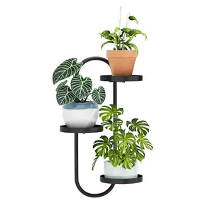 Bamworld 1 Pack Metal Build Wall Mount Shelves, Indoor-Outdoor Planters & Plant Hanger Holder for Living Room, Balcony Decor (Black)