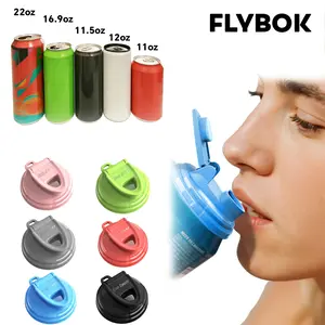 Flybok 6-Pack BPA-Free Round Soda Can Lids Reusable Airtight Drink Covers Eco-Friendly Durable PE Material 360° Sealing Technology Leak-proof Dust-proof Insect-proof for Seltzer Juice Beverage Universal Fit - Drinkware