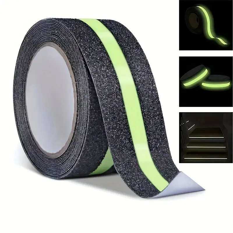 Glow-In-The-Dark Non-Slip Tape, Strong Adhesive Safety Strips, Durable Versatile Indoor Outdoor Anti-Skid Tape, Ideal for Stairs and Steps