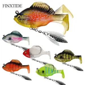 FINXTIDE 6Pcs Pre-Rigged Jig Head Soft Fishing Lures,Paddle Tail Swimbaits/3D Eyes/Spinner Blades for Bass Fishing,Hidden Ultra-Sharp Hook in The top fin,Fishing Bait for Freshwater Saltwater Dealsforyoudays Outdoorfun Fathersdaygift