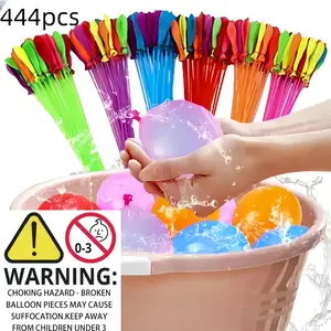 Colorful Water Balloon, 444pcs/set Random Color Water Balloon, Party Supplies for Birthday Wedding Festival Graduation, Kiddie Swimming Pool, Reusable Water Balloons for Water Play, Water Balloon Fun, Water Balloon Decorations