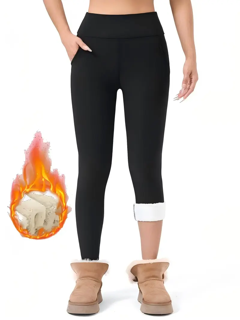 Women's Soft Fabric Fleece Lined Thermal Leggings, High-Waist Fitted Full Length Shaping Pants for Winter Outdoor Sports, Female, Ribbed Women's Sports Joggers, Slimming High‑Rise tiktokshopbacktoschool,back to school,back to school haul