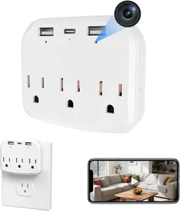 Security Wall Outlet WiFi Camera 1080P Mini Wireless Nanny Cam Dual Band WiFi with Bracket Function 32GB Memory Card Full HD Live Streaming 90° Wide Angle Lens Smart Motion Alerts 3 in 1 Smart Socket outdoorfun