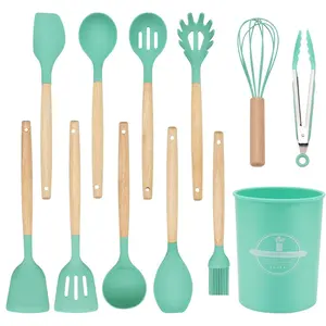 12-Piece Silicone Kitchen Utensil Set, Non-Stick Cookware Tools, Rust-Resistant Spatula, Egg Beater, Turner, Brush, Best Gift