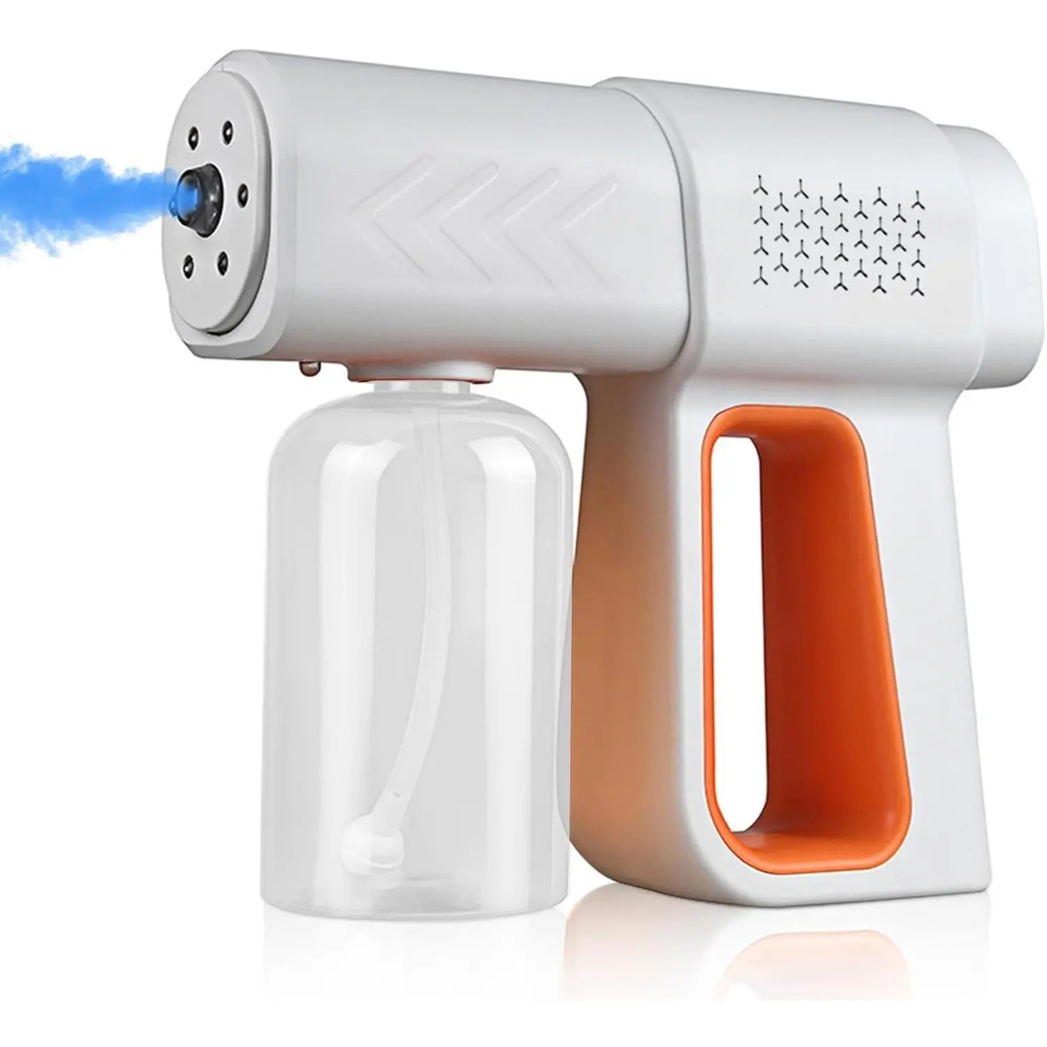 Disinfectant Sprayer Professional Disinfectant Fogger Machine, 380ml Wireless Nano Sprayer  Handheld Sanitizer Fogger, Blue Light Foggers for Touchless Sanitization (Orange)