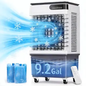 TEHANLD Portable Swamp Cooler Fan, 9.2Gal-13.5Gal Capacity, 120° Oscillation, Remote Control, 12H Timer, 3 Modes, 3 Wind Speeds for Indoor & Outdoor Use