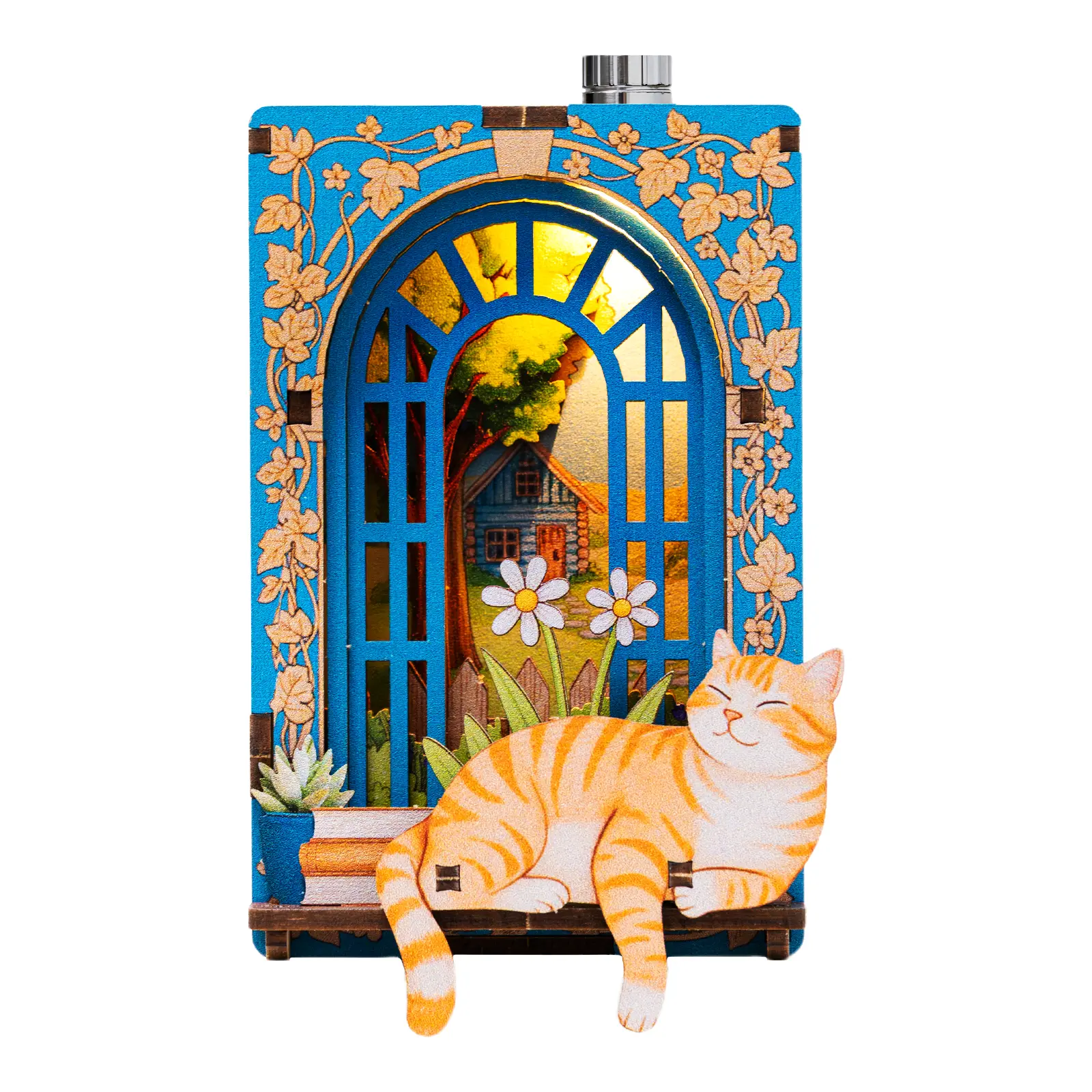ETKVR RFM06 Kitten-Themed Street Corner Mini House Fridge Magnet Complete DIY Set - 0.1mm Precision Buildable Blocks Kit, 6 Designs, Battery-Included, Self-Adhesive Home Decor Collectible Figurine