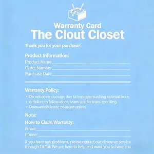 The Clout Closet T-Shirt After-Sale Warranty Extension Certificate