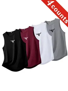 Men's Breathable Polyester Bull Head Pattern Sports Vest, Sleeveless Shirt for Gym, Running, Outdoor Activities, Casual Summer Wear, Sports Fitness Vest, Sport Vests