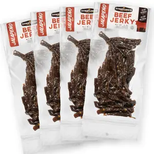 Stripling's Jalapeno Beef Jerky - Family Owned Premium Beef Jerky Snack Packs - Tender Carnivore Snacks Made in the USA, Beef Jerky Gifts for Men - High-Protein Snack Ideal for Jerky Lovers (4-Pack)