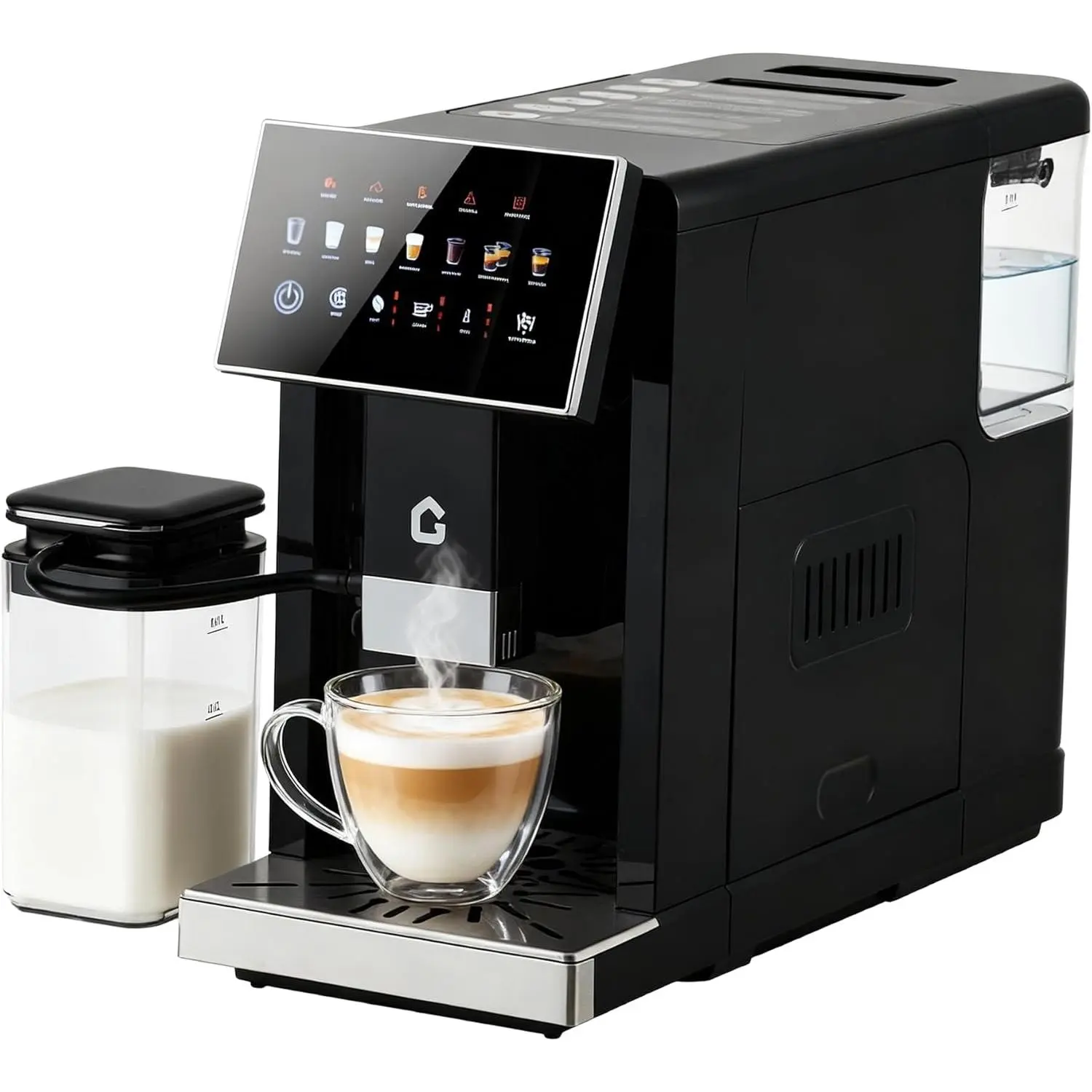 3rd-Gen Espresso Machine with Milk Frother: Removable Brewer/Grinder, Adjustable Coarseness & Flavor, 3-Level Coffee/Milk Volume, Detachable Milk Tank – For Home Baristas