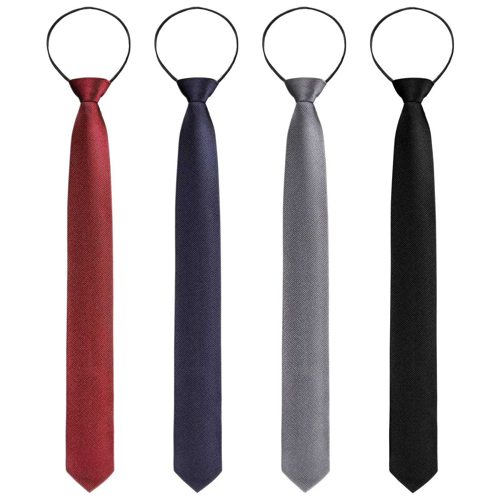4Pcs/Set Zipper Ties for Men,Adjustable Men's Neckties Zip on Tie for Zipper,Skinny Necktie Clip on Slim Tie,Ideal for Formal,Professional or Casual Occasions,Halloween Christmas Party Fathersdaygift,Hand Tools Kits