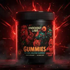 Creatine Gummies – Strawberry Power Bites | 5g Creatine, Beta-Alanine, BCAA & B12 for Strength, Pump & Energy - Knockout Labs - 30 Day Supply