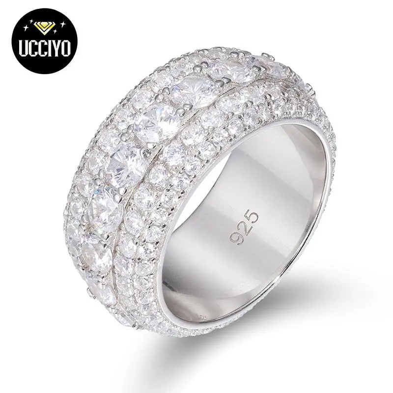 【#R60 Livestream】UCCIYO 18K Gold-Plated Ring with Lab-Grown Moissanite For Men Hip Hop Pave Setting S925 Sterling Silver Rings Hip Hop Jewelry summerwins【#R60 Livestream】