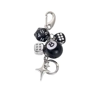 1pc Y2K Handmade Destiny Keychain, 8 Ball With Cross Pendant, Unisex Subculture Bag Charm, Fashion Accessory For Keys Bags, Great For School, Travel & Alternative Street Style