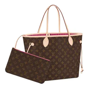 Louis Vuitton Neverfull Monogram Tote Bag for Women, Medium Size, Coated Canvas with Leather Trim, Brown