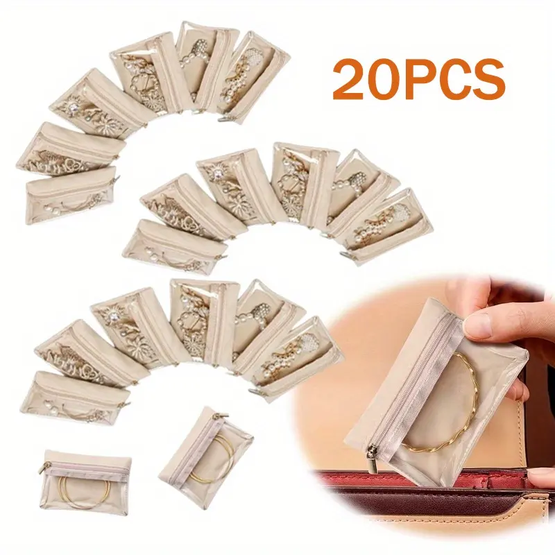 Women's Compact Dust Proof Storage Bags - Foldable Multi-Pocket Hanging Organizer, 20 Zipper Pockets, 6 Zippered Pouches, Non-Knotted Design, Antioxidant Seal, Travel-Ready Home Supplies Essential, Jewelry Storage Solution