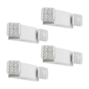 VEVOR 4 Pack Emergency Lights for Business, with Battery Backup, Commercial LED Emergency Exit Lighting Fixtures, AC 120/277V, with Two Square Head Adjustable, 90-Minute Backup, for Business, White