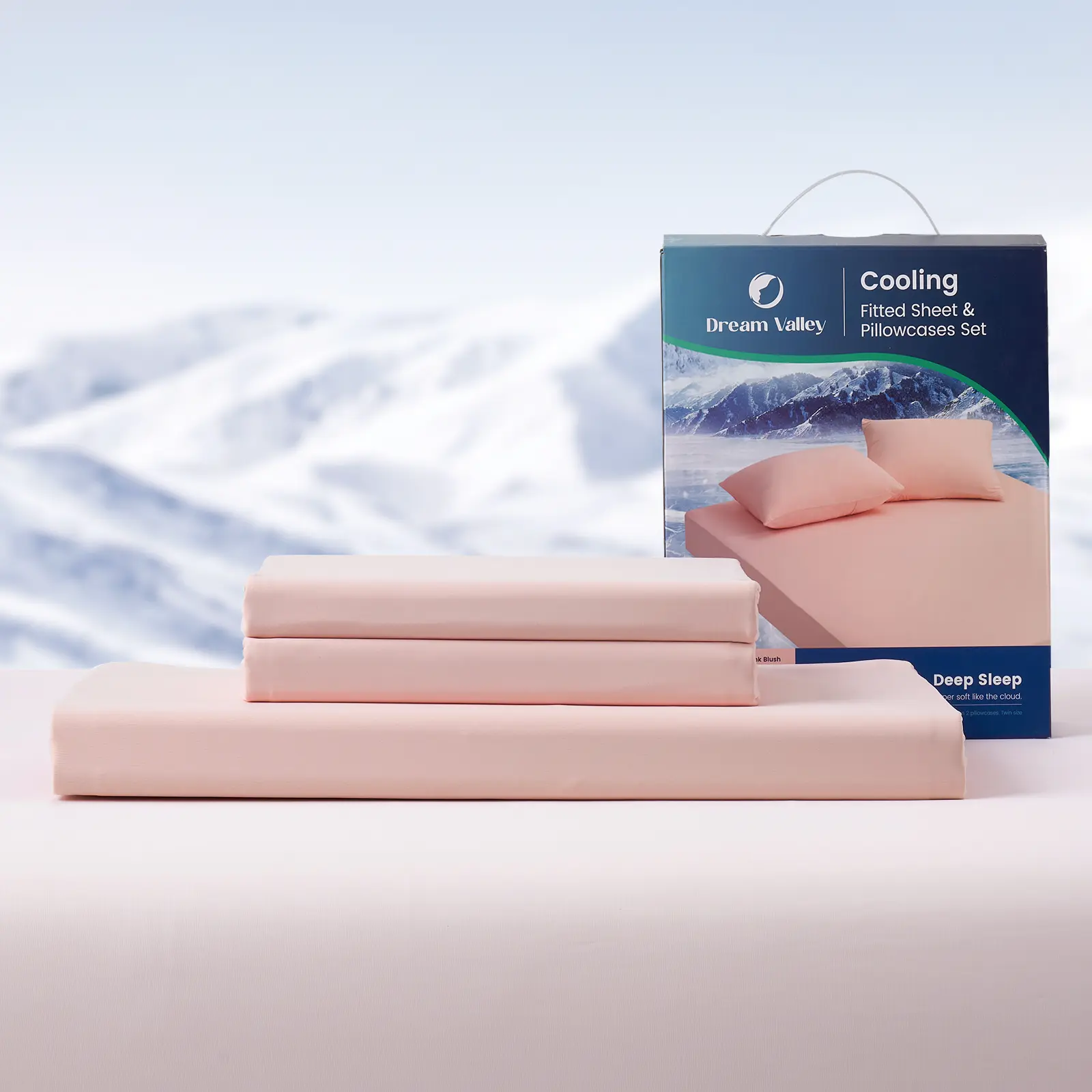 Dream Valley Summer Cooling Fitted Sheet Set & Pillowcases - Soft Microfiber, Deep Sleep, OEKO-TEX Certified, Twin/Queen/King Size