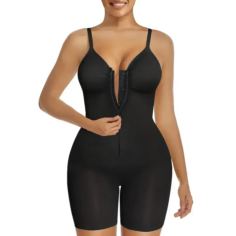 Women’s minimalist tummy-control jumpsuit with a zip-up athletic style, made from ultra-stretchy, breathable fabric; suitable for sports and casual wear; basic design ideal for everyday use; fashionable apparel; great birthday gift.