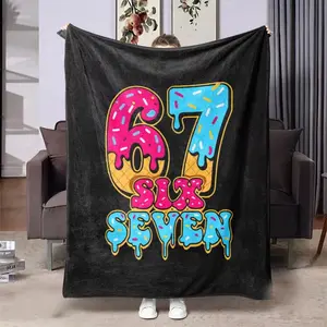 1Pc Christmas Throw Blanket Soft Flannel All Season Bedspread With Bold 67 Number Print Machine Washable Cozy Bedding For Home Office Camping Christmas Gifts