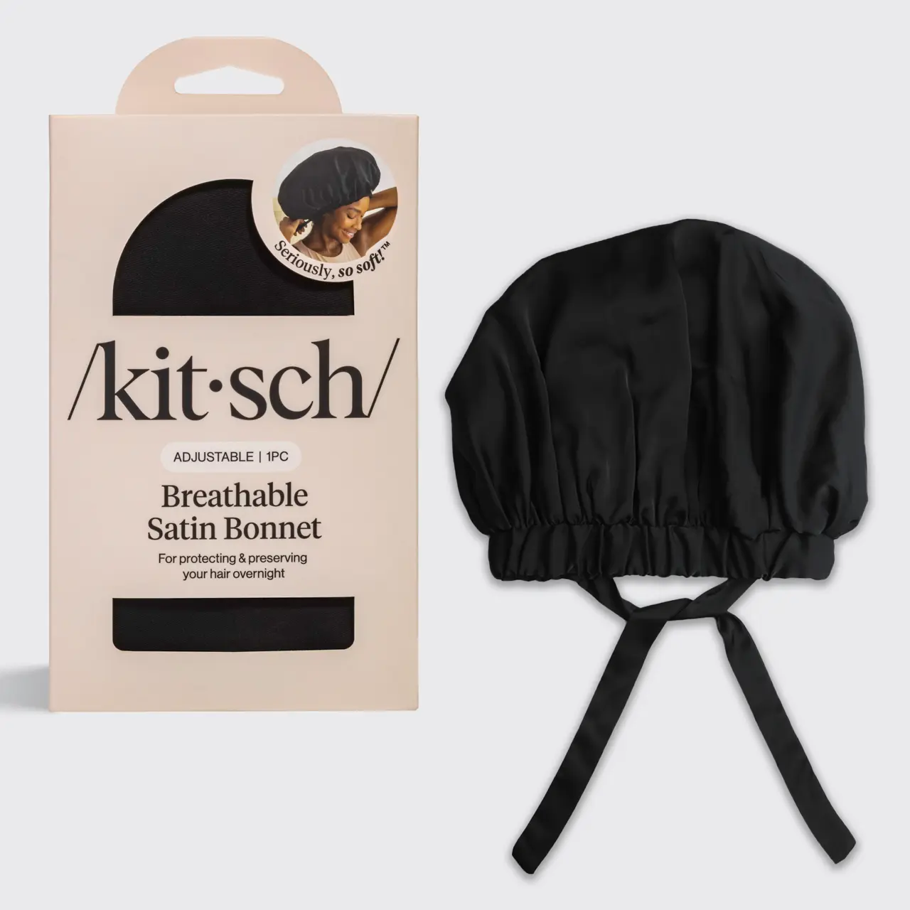 Satin Sleep XL Adjustable Bonnet - Black