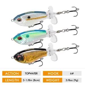TRUSCEND Double Bladed PoPobait with BKK Hooks, ABS Material TopWater Whopper Fishing Lure for Freshwater&Saltwater, Well-Balanced Structures Baits for Bass Trout Perch, Huge Splashes Fishing Wobble Surface Bass Baits Teasers,Summer Outdoor FathersDayGift