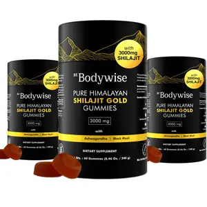 Be Bodywise Pure Himalayan Shilajit Gummies | For Optimum Energy, Vitality, Endurance, Packing, Longer time, Focus & Stamina Support | 3000mg with KSM-66 Ashwagandha, Gokshura, Saffron, Black Musli, Fulvic Acid & 85+Trace Minerals  Organic  Healthcare