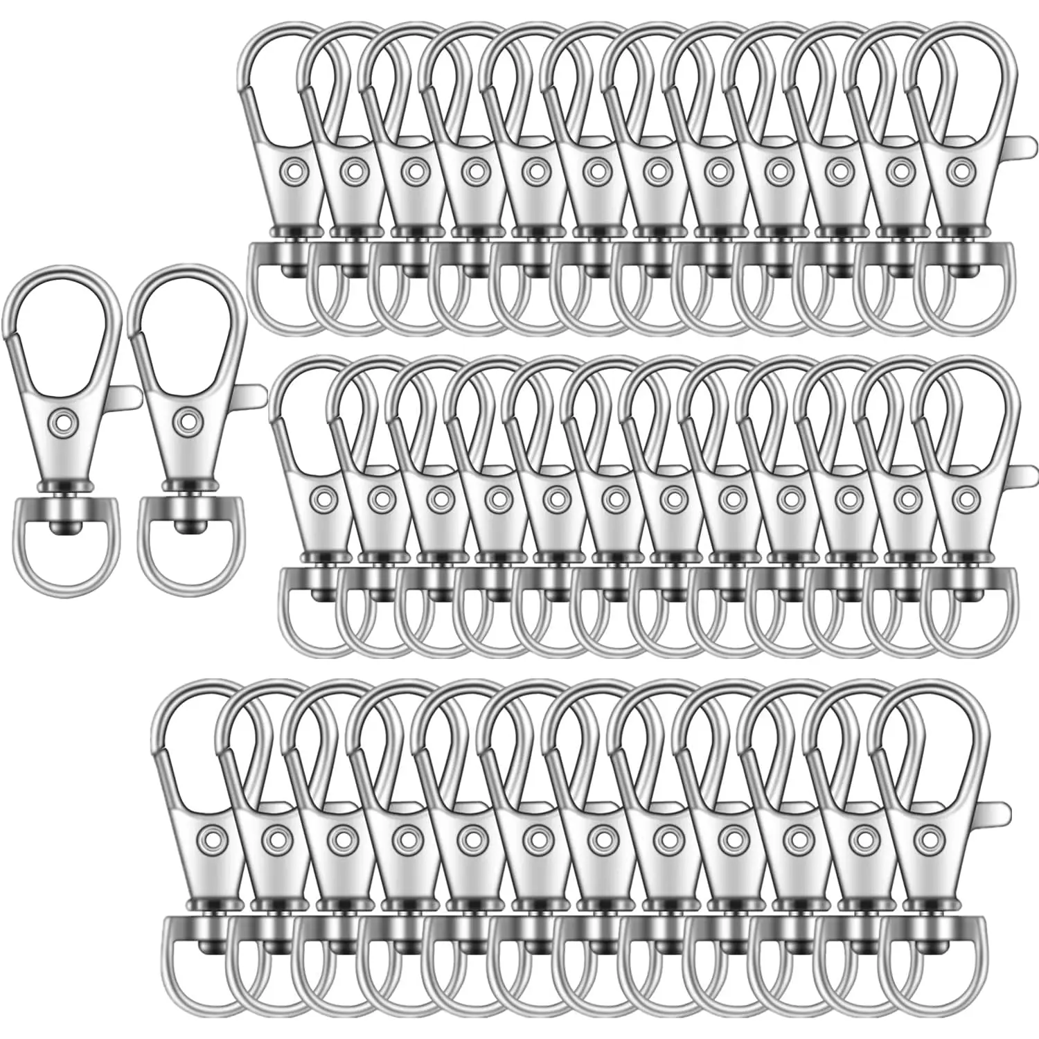 30PCS Swivel Snap Hooks Clips | Multi-Purpose Keychain Clasps for Lanyards, Dog Tags, DIY Crafts, Backpacks | Silver Metal Key Rings Bulk for Men & Women Fashionable Alloy Keychain Keychain Accessory