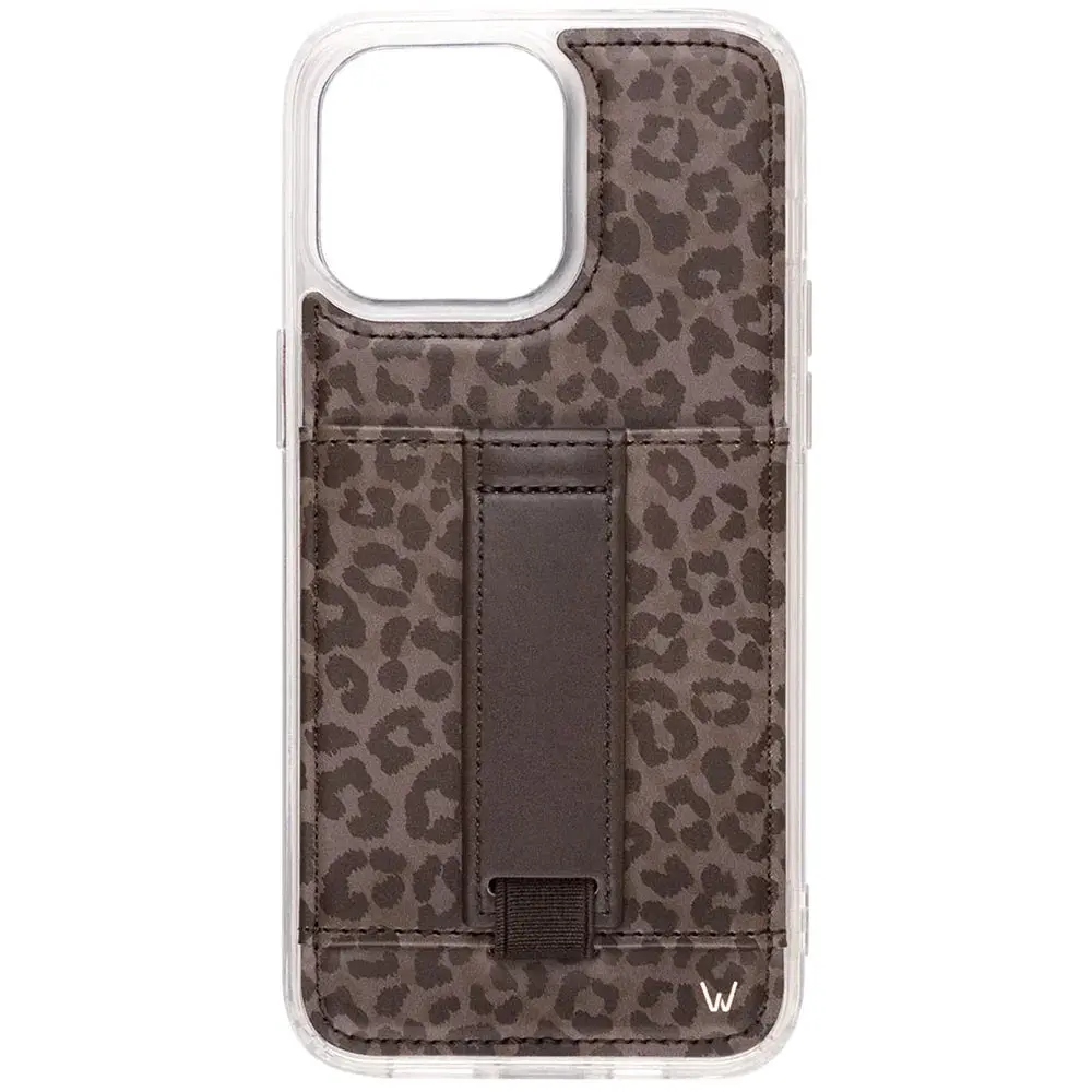 Walli Cases Shadow Leopard Animal Smartphone Case with Adjustable Finger Strap, Wallet Pad & Card Holder, Cellphone