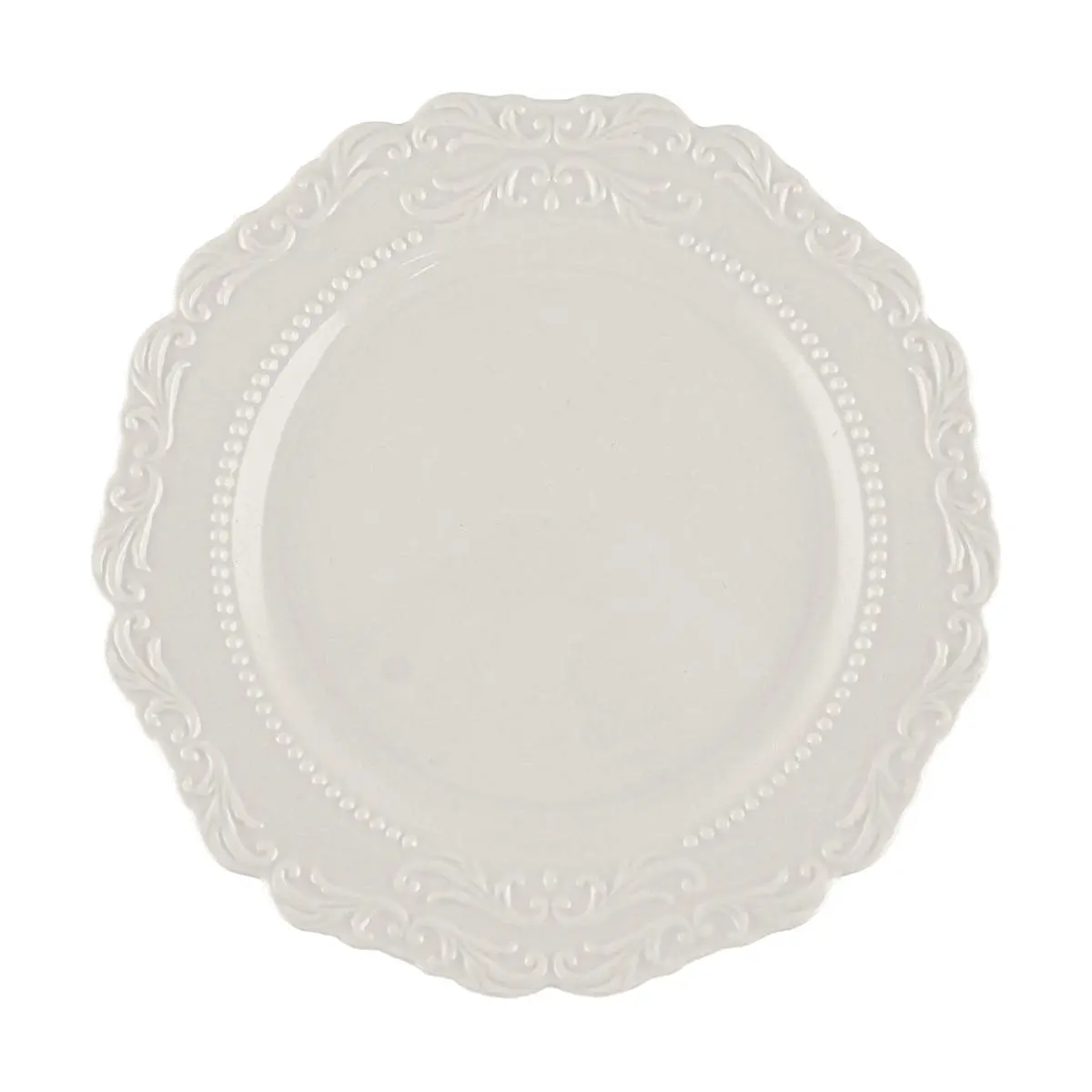 Glaze Story Baroque Collection Ceramic Dinner Plate - 8-Inch Elegant Serving Dish for Western Cuisine & Home Dining
