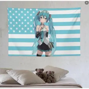 H-Hatsune Miku Cartoon Tapestry For Living Room Home Decor Bedroom