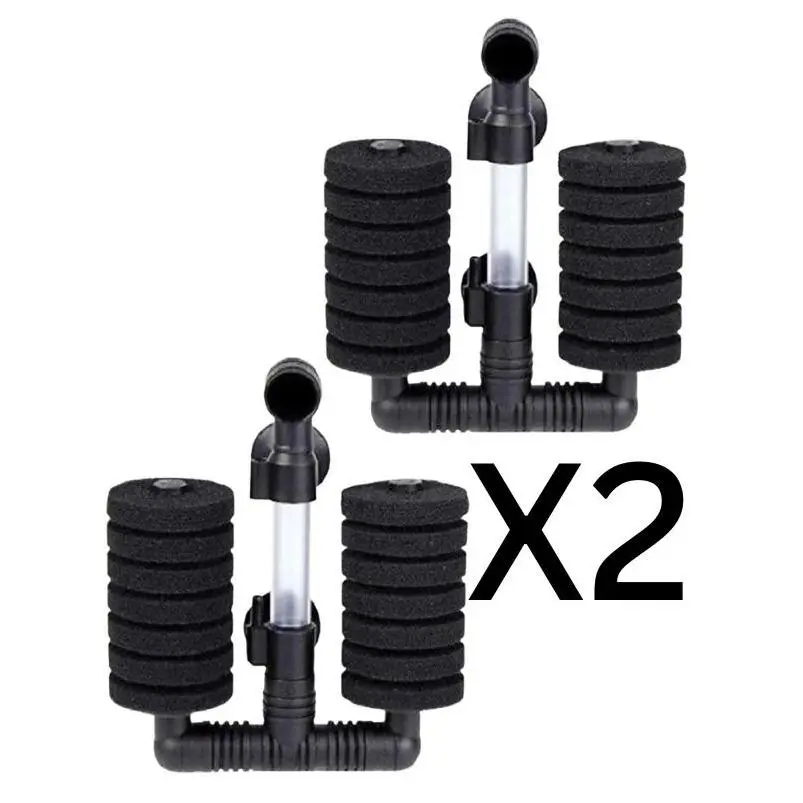 Aqua Dream Dual Head Bio-Sponge Fish Tank Filters Set, 2-Pack Aquarium Pumps & Filters Accessories, Breeding-Safe, Suitable for Up to 10-Gal Small Fish Tanks, Filter Kit, Aquarium Supplies