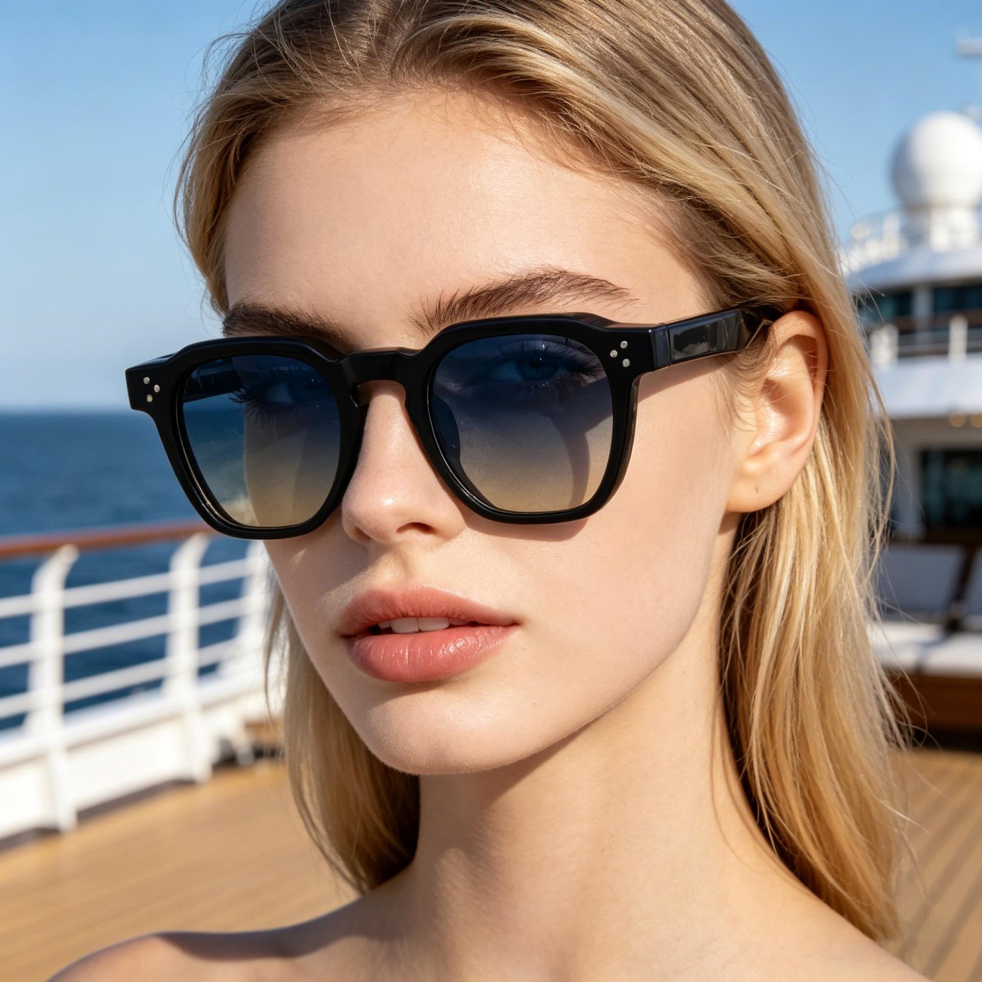 Small Square-Frame Sunglasses, Versatile Trendy Plastic-Frame Fashion Eyewear